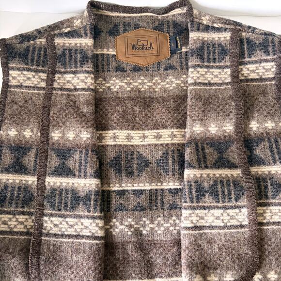 WOOLRICH VTG Wool Aztec Western Fringed Vest Made in USA in Brown Size L - Picture 6 of 12